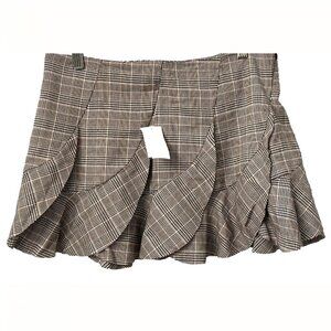 dm bm Juniors Size Small Multicolor (Black/Pink)Plaid Ruffled Skirt Stretchy